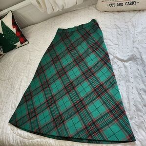 Vintage green and red plaid skirt